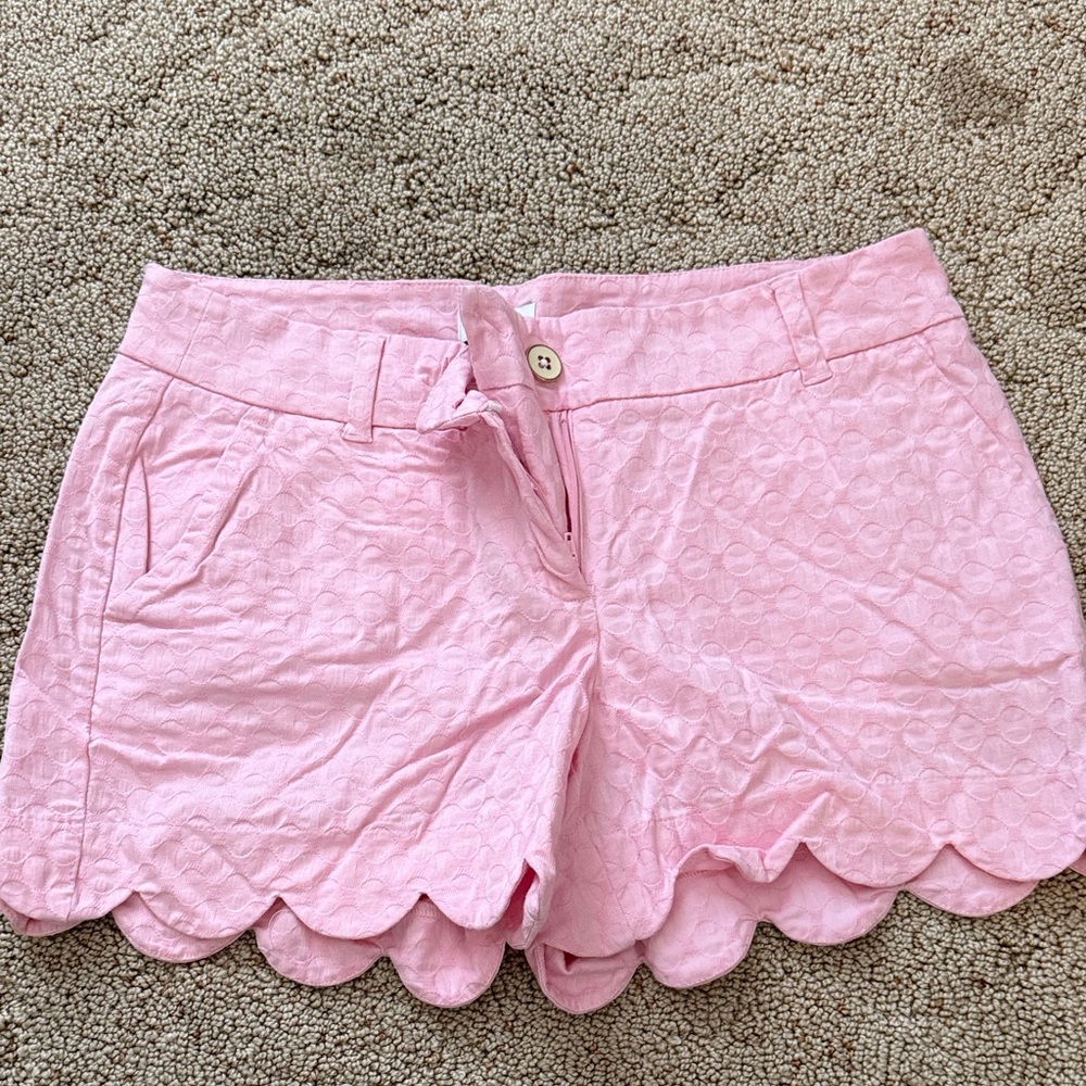 Crown & Ivy Pink Scalloped Women Shorts